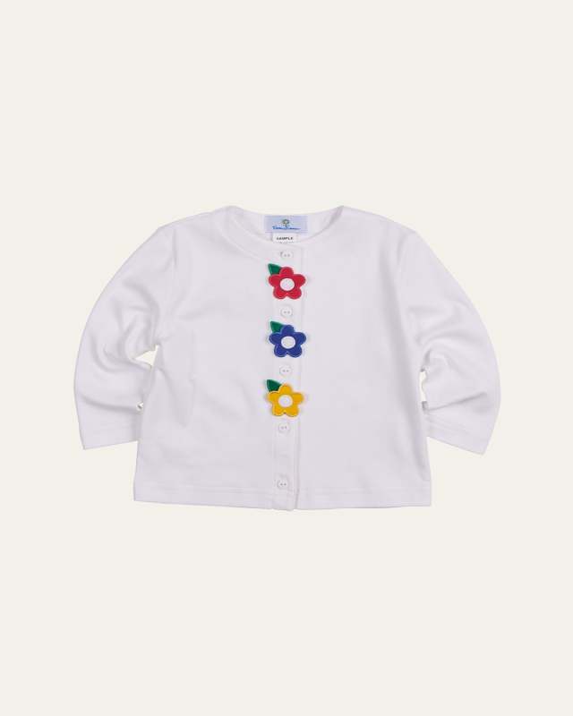Girl's Knit Cardigan with Flower Appliques, Size 2-6
